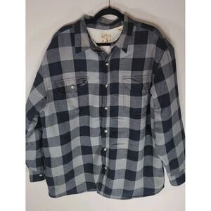 RedHead Sherpa Lined Flannel Jacket Men's XL Gray Navy Plaid Heavyweight Workwea